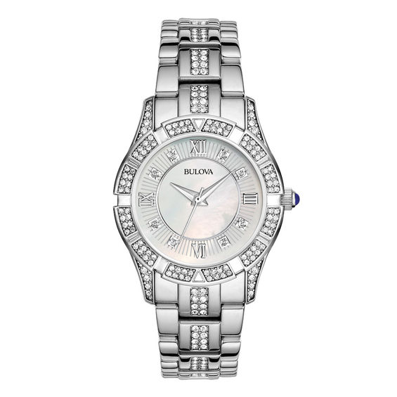 Ladies' Bulova Crystal Accent Watch with Mother-of-Pearl Dial (Model: 96L116)