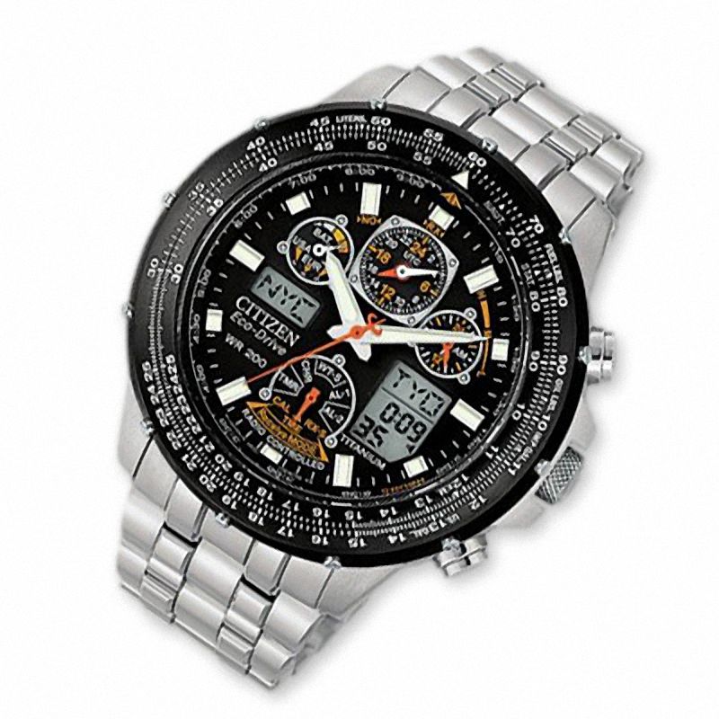 Men's Citizen Eco-Drive® Promaster Skyhawk A-T Chronograph Titanium Watch with Black Dial (Model: JY0010-50E)|Peoples Jewellers