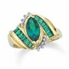 Lab-Created Marquise Emerald Ring in 10K Gold with Diamond and Emerald Accents
