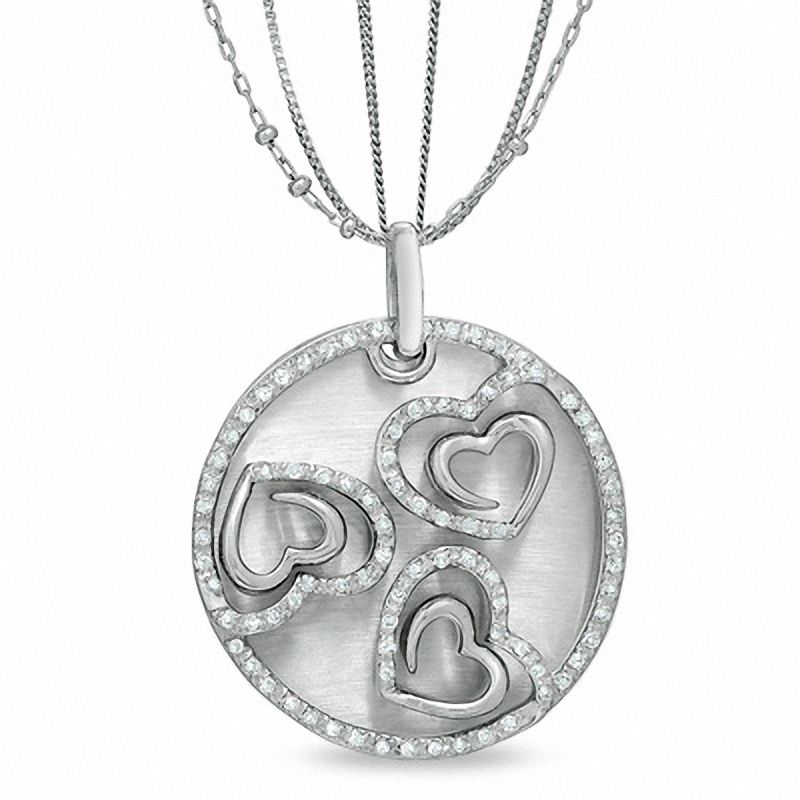 Main Image 1 of The Shared Heart® 0.50 CT. T.W. Diamond Medallion in Sterling Silver