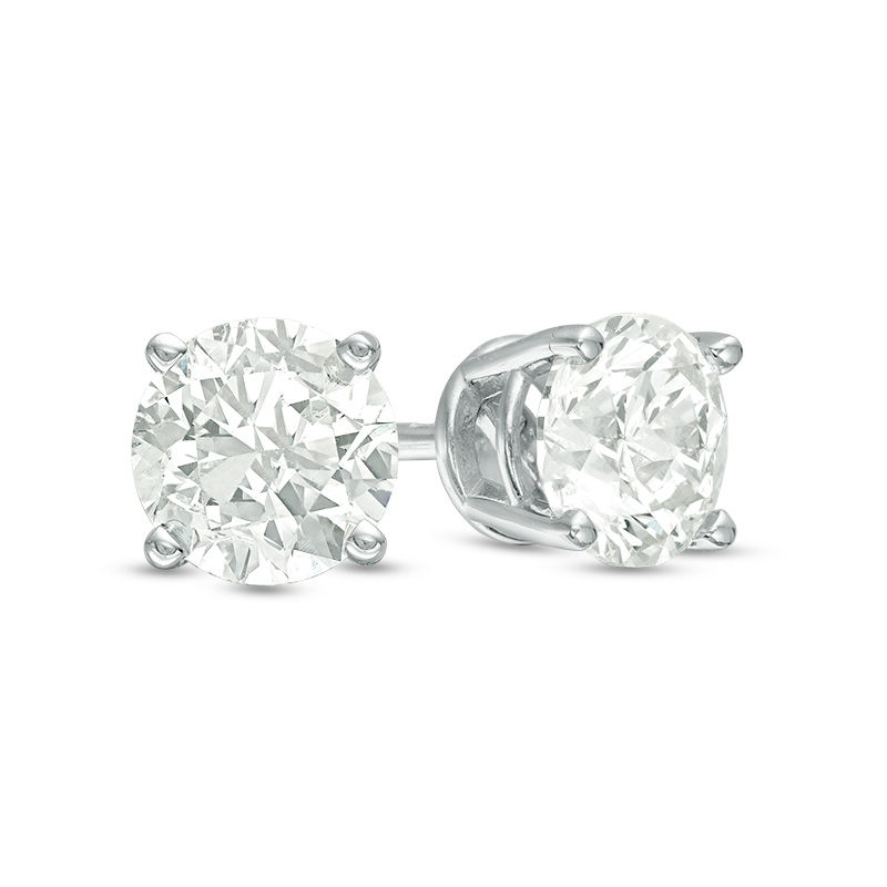 2.00 CT. T.W. Diamond Solitaire Stud Earrings in 14K White Gold (K-L/I2-I3)