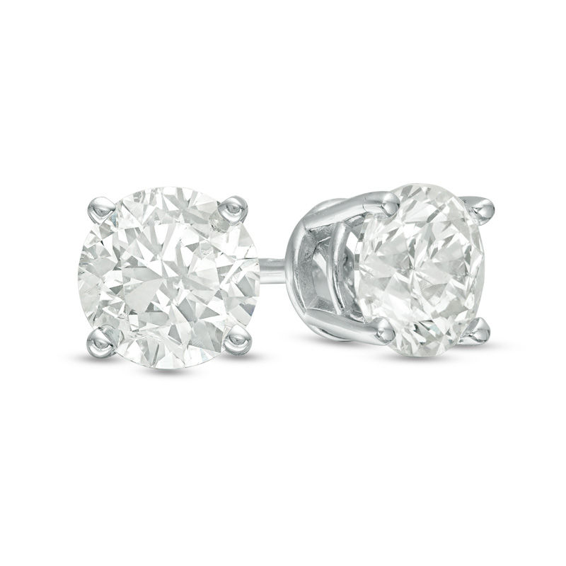 0.37 CT. T.W. Diamond Solitaire Stud Earrings in 14K White Gold (K-L/I2-I3)