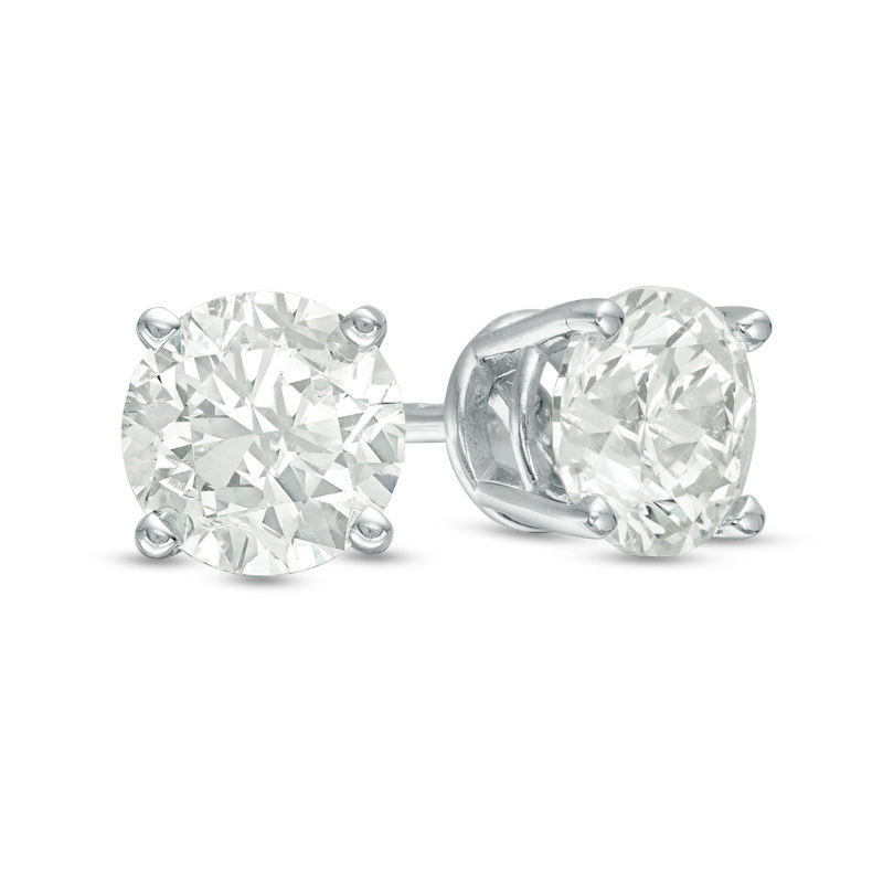 Main Image 1 of 0.37 CT. T.W. Diamond Solitaire Stud Earrings in 14K White Gold (K-L/I2-I3)