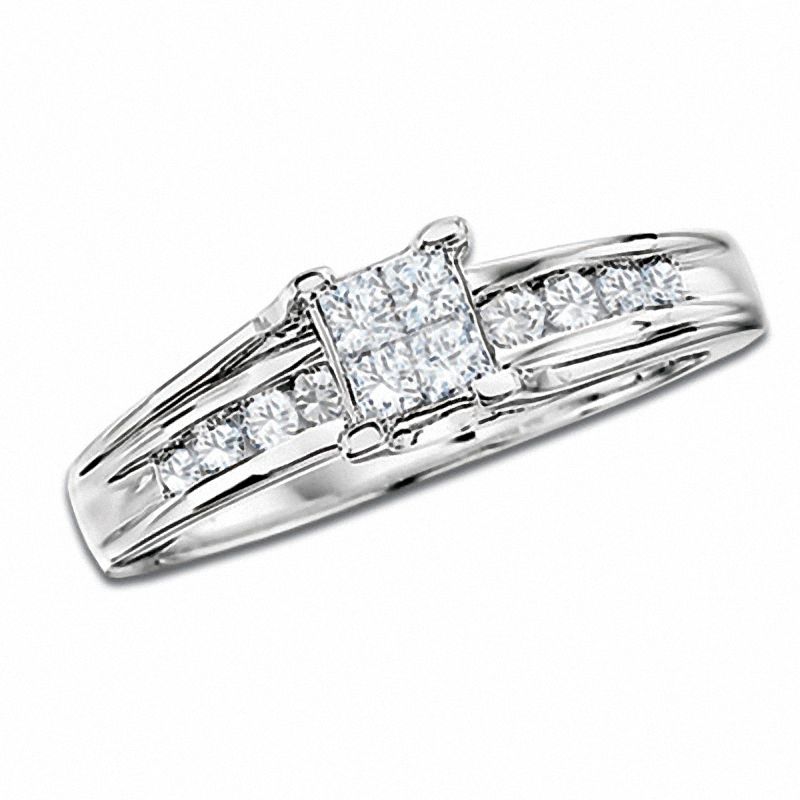 0.50 CT. T.W. Quad Princess Diamond Ring in 14K White Gold