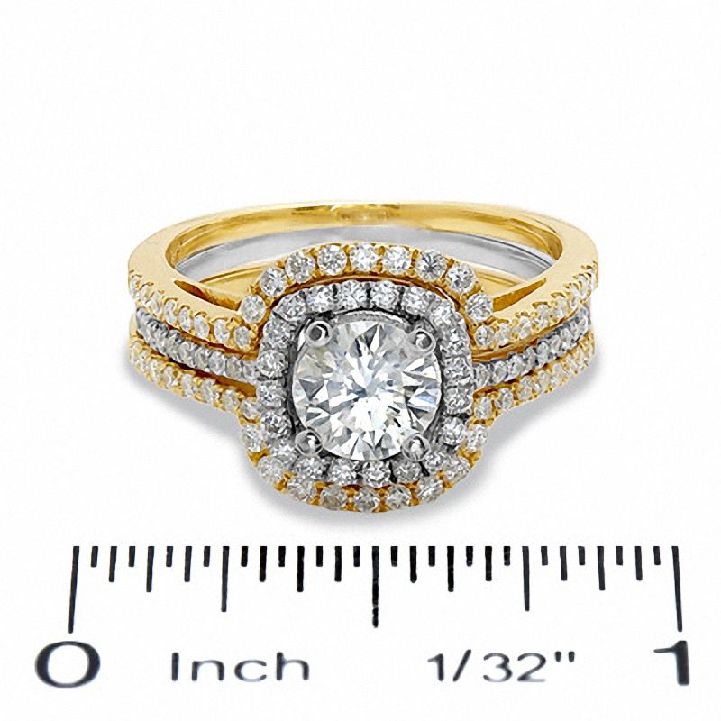 1.50 CT. T.W. Diamond Double Framed Three Piece Bridal Set in 14K Two-Tone Gold