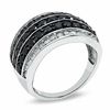 Thumbnail Image 2 of 2.00 CT. T.W. Enhanced Black and White Diamond Race Track Ring in 10K White Gold