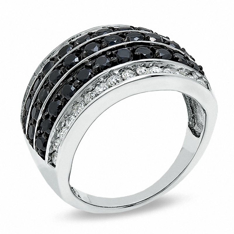 2.00 CT. T.W. Enhanced Black and White Diamond Race Track Ring in 10K White Gold