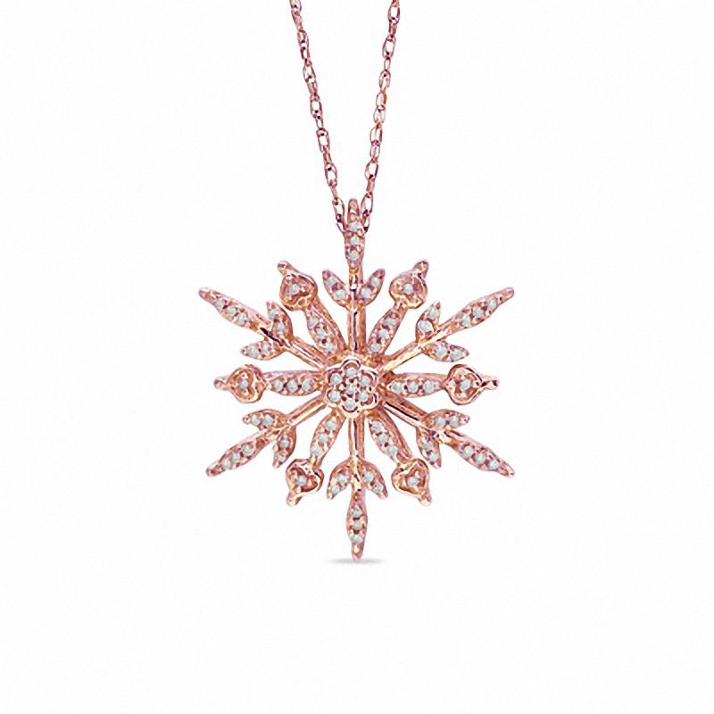 0.20 CT. T.W. Diamond Snowflake Pendant in 10K Rose Gold