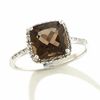 Thumbnail Image 1 of Cushion-Cut Smoky Quartz Ring in 14K White Gold with Diamond Accents