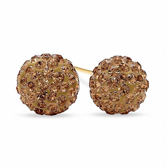 Peoples 8.0mm Champagne Crystal Ball Stud Earrings in 14K Gold St. Vital Centre