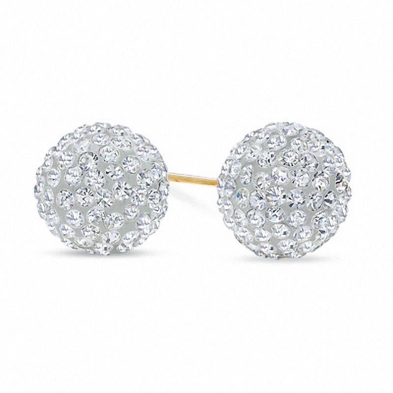 Main Image 1 of 8.0mm Crystal Ball Stud Earrings in 14K Gold