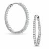 Thumbnail Image 1 of 1.00 CT. T.W. Diamond Front and Back Hoop Earrings in 14K White Gold