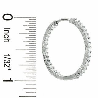 1.00 CT. T.W. Diamond Front and Back Hoop Earrings in 14K White Gold