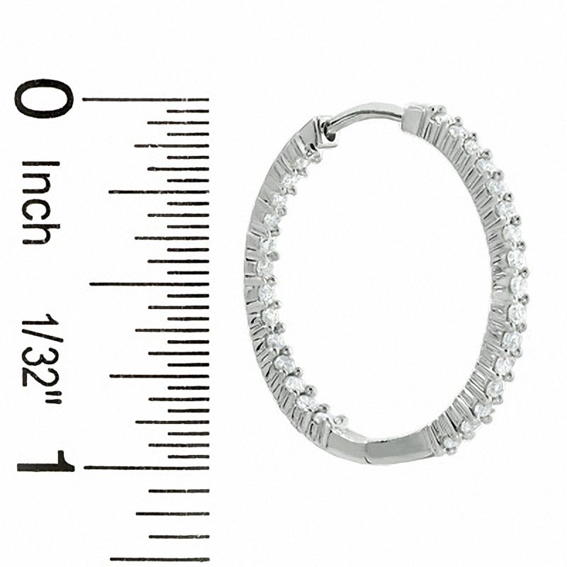 Main Image 2 of 1.00 CT. T.W. Diamond Front and Back Hoop Earrings in 14K White Gold