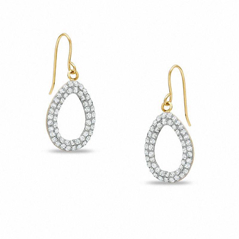 14K Gold White Crystal Pear-Shaped Dangle Earrings|Peoples Jewellers