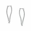 Thumbnail Image 1 of 0.25 CT. T.W. Diamond Curvy Hoop Earrings in 10K White Gold