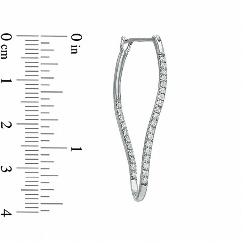 Main Image 2 of 0.25 CT. T.W. Diamond Curvy Hoop Earrings in 10K White Gold