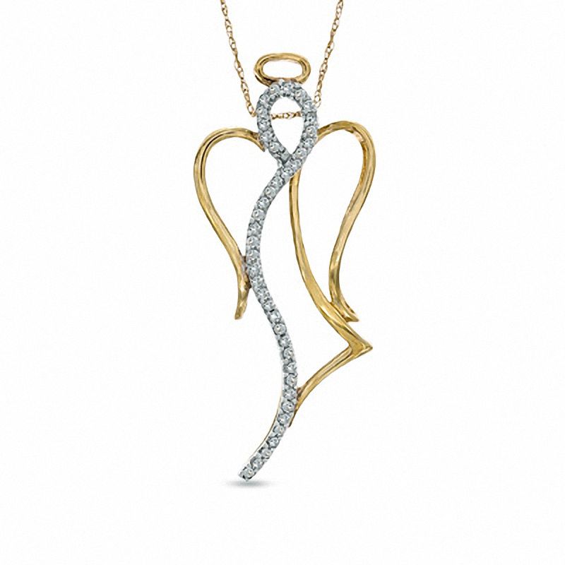 0.20 CT. T.W. Diamond Angel Pendant in 10K Gold|Peoples Jewellers