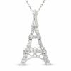 Thumbnail Image 0 of Eiffel Tower Pendant in 10K White Gold with Diamond Accents