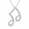 Thumbnail Image 1 of Eighth Note Music Pendant in 10K White Gold with Diamond Accents