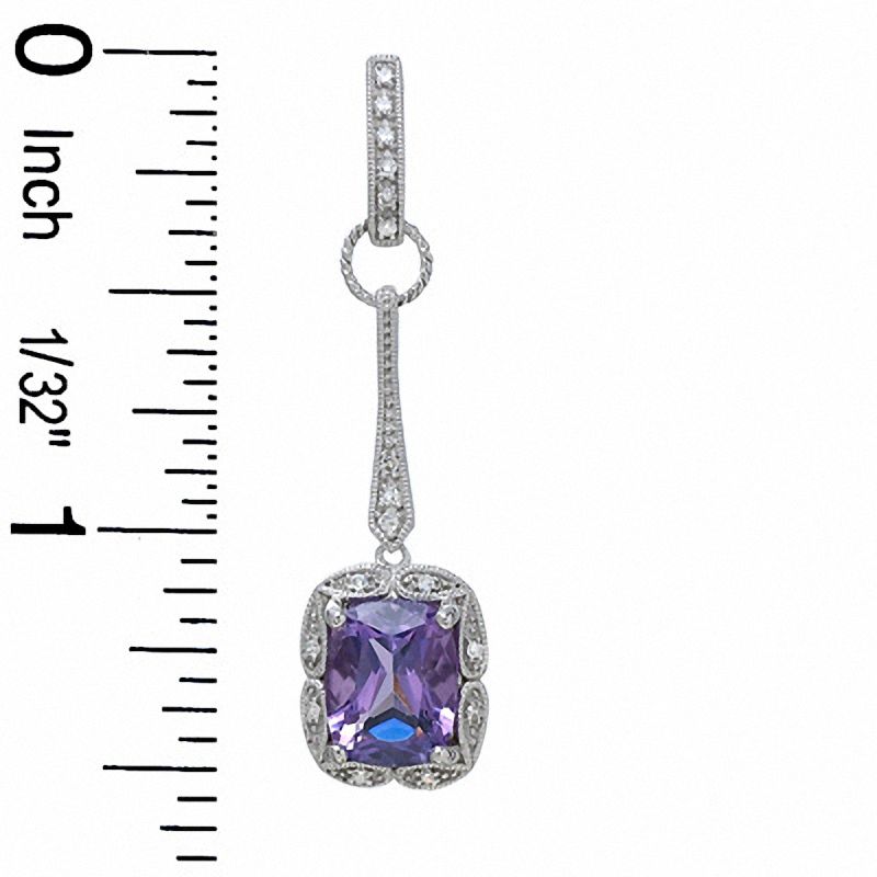 Main Image 2 of Cushion-Cut Amethyst Pendant and Earrings Set in Sterling Silver