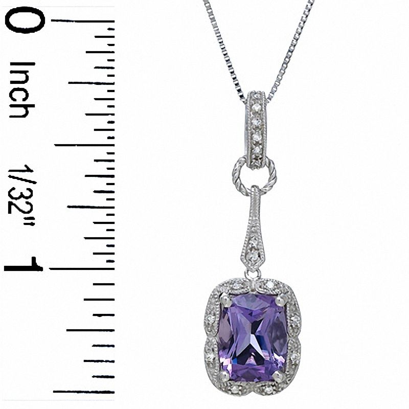 Main Image 3 of Cushion-Cut Amethyst Pendant and Earrings Set in Sterling Silver