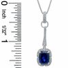 Thumbnail Image 1 of Cushion-Cut Lab-Created Sapphire Pendant and Earrings Set in Sterling Silver