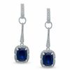 Thumbnail Image 2 of Cushion-Cut Lab-Created Sapphire Pendant and Earrings Set in Sterling Silver