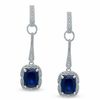 Cushion-Cut Lab-Created Sapphire Pendant and Earrings Set in Sterling Silver