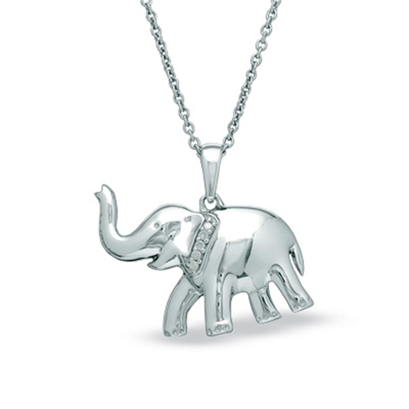 Main Image 1 of Diamond Accent Elephant Pendant in Sterling Silver