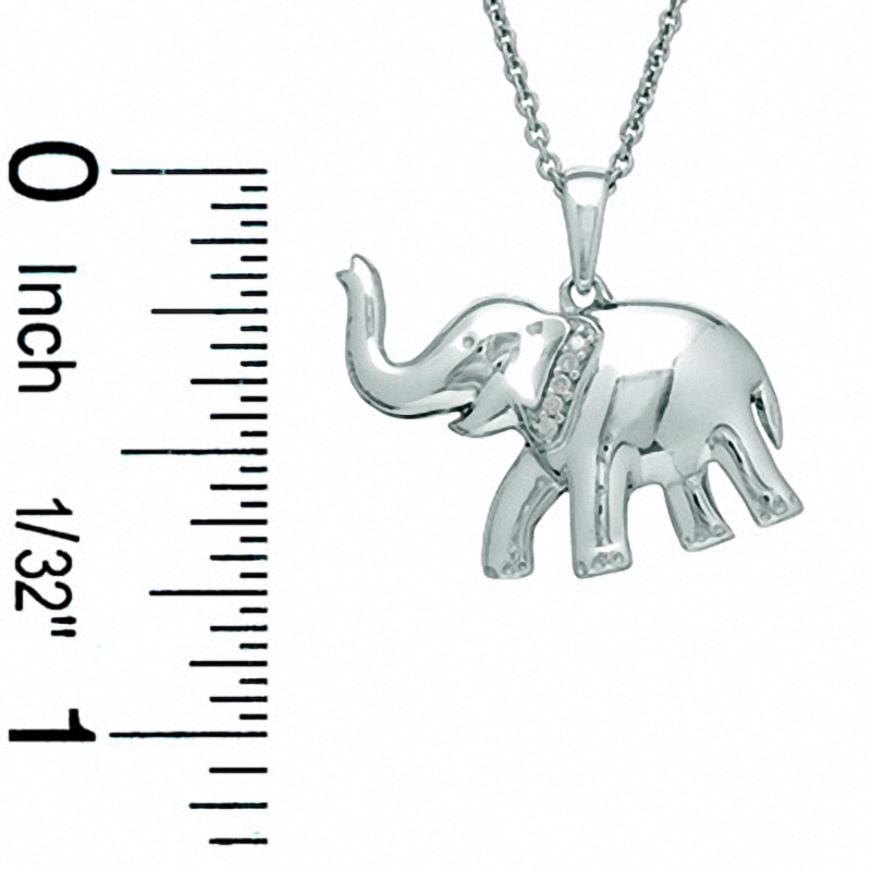 Diamond Accent Elephant Pendant in Sterling Silver