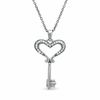 Thumbnail Image 0 of 0.05 CT. T.W. Diamond Small Heart Key Pendant in Sterling Silver