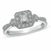 Thumbnail Image 0 of 0.33 CT. T.W. Princess-Cut Diamond Framed Milgrain Engagement Ring in 14K White Gold