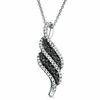 0.50 CT. T.W. Enhanced Black and White Diamond Double Flame Pendant in Sterling Silver
