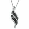 Thumbnail Image 0 of 0.50 CT. T.W. Enhanced Black and White Diamond Double Flame Pendant in Sterling Silver