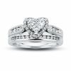 Thumbnail Image 0 of 0.75 CT. T.W. Diamond Heart Bridal Set in 14K White Gold