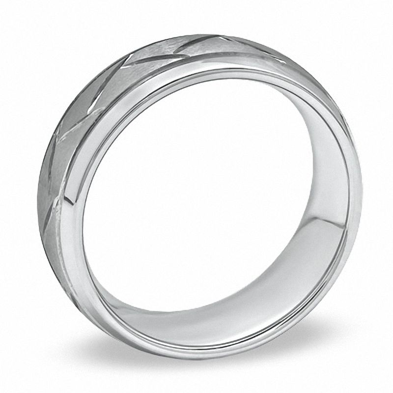 Main Image 2 of Triton Men's 8.0mm Comfort Fit Tungsten Carbide Crisscross Wedding Band - Size 10
