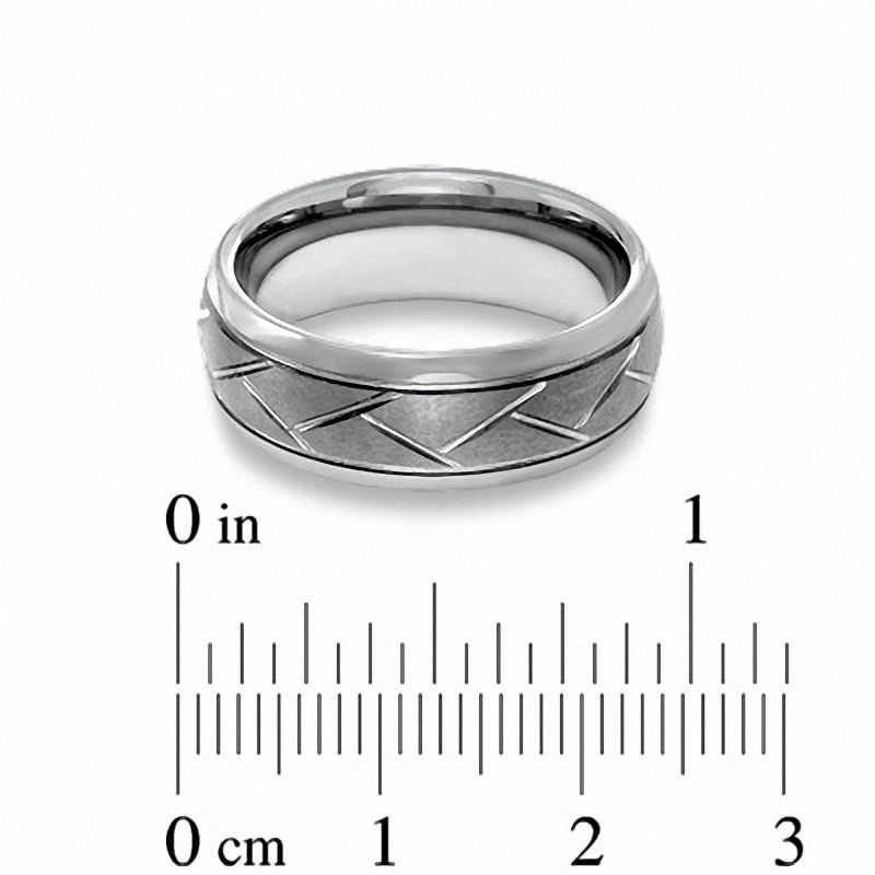 Main Image 3 of Triton Men's 8.0mm Comfort Fit Tungsten Carbide Crisscross Wedding Band - Size 10