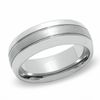 Men's 8.0mm Tungsten Carbide Satin Centre Wedding Band - Size 10
