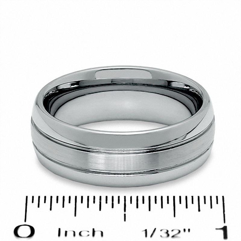 Main Image 2 of 8.0mm Tungsten Carbide Satin Centre Wedding Band - Size 10