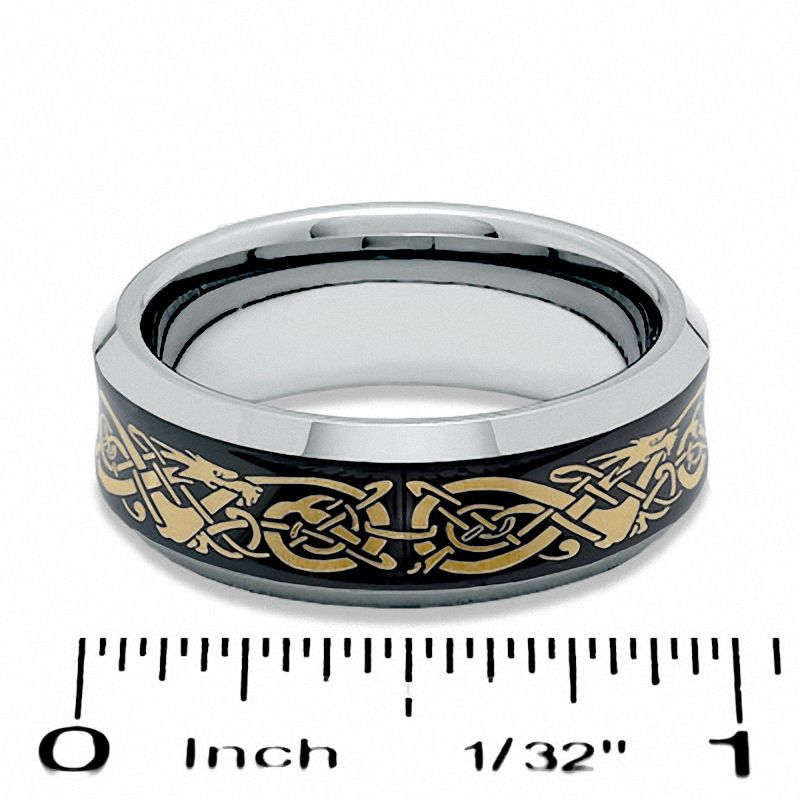 Main Image 2 of 8.0mm Tungsten Carbide Laser Wedding Band - Size 10