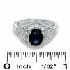 Thumbnail Image 3 of Oval Blue Sapphire and 0.30 CT. T.W. Diamond Milgrain Ring in 14K White Gold