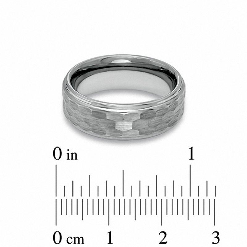 Triton Men's 8.0mm Comfort Fit Tungsten Carbide Hammered Wedding Band - Size 10
