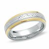 Thumbnail Image 0 of Men's 6.0mm Sparkle Centre Band in Sterling Silver and 14K Gold