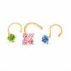 Thumbnail Image 1 of Nose Stud Set in 14K Gold with Blue Topaz, Peridot and Lab-Created Pink Sapphires