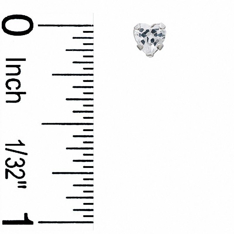 Child's 4.0mm Heart-Shaped Cubic Zirconia Earrings in 14K White Gold