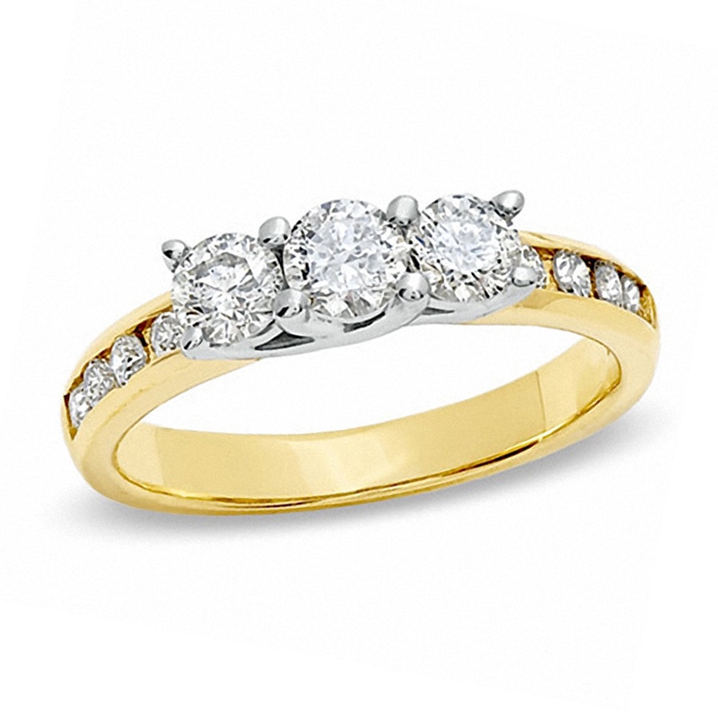 Main Image 1 of 1.00 CT. T.W. Diamond Past Present Future® Three Stone Ring in 10K Gold