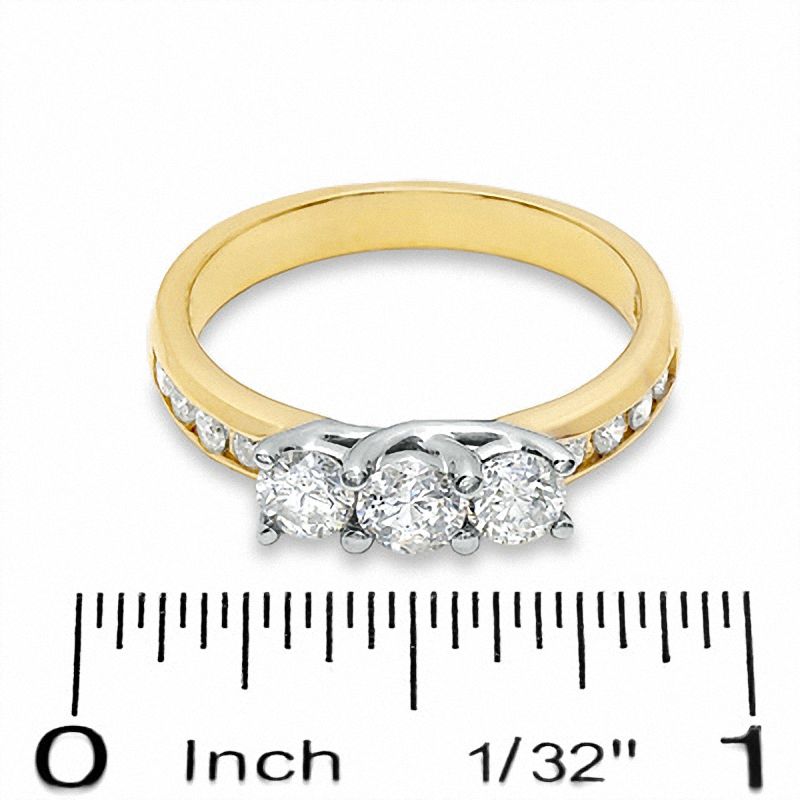 Main Image 3 of 1.00 CT. T.W. Diamond Past Present Future® Three Stone Ring in 10K Gold