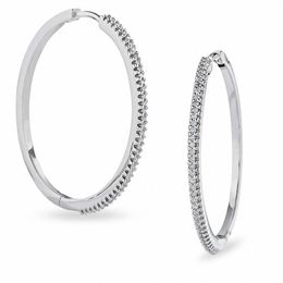 Hoops Earrings Peoples Jewellers T W Diamond Hoop Earrings In 10k White Gold