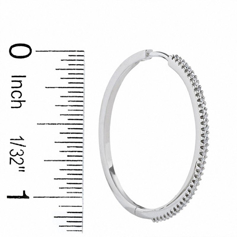 Main Image 2 of 0.25 CT. T.W. Diamond Hoop Earrings in 10K White Gold